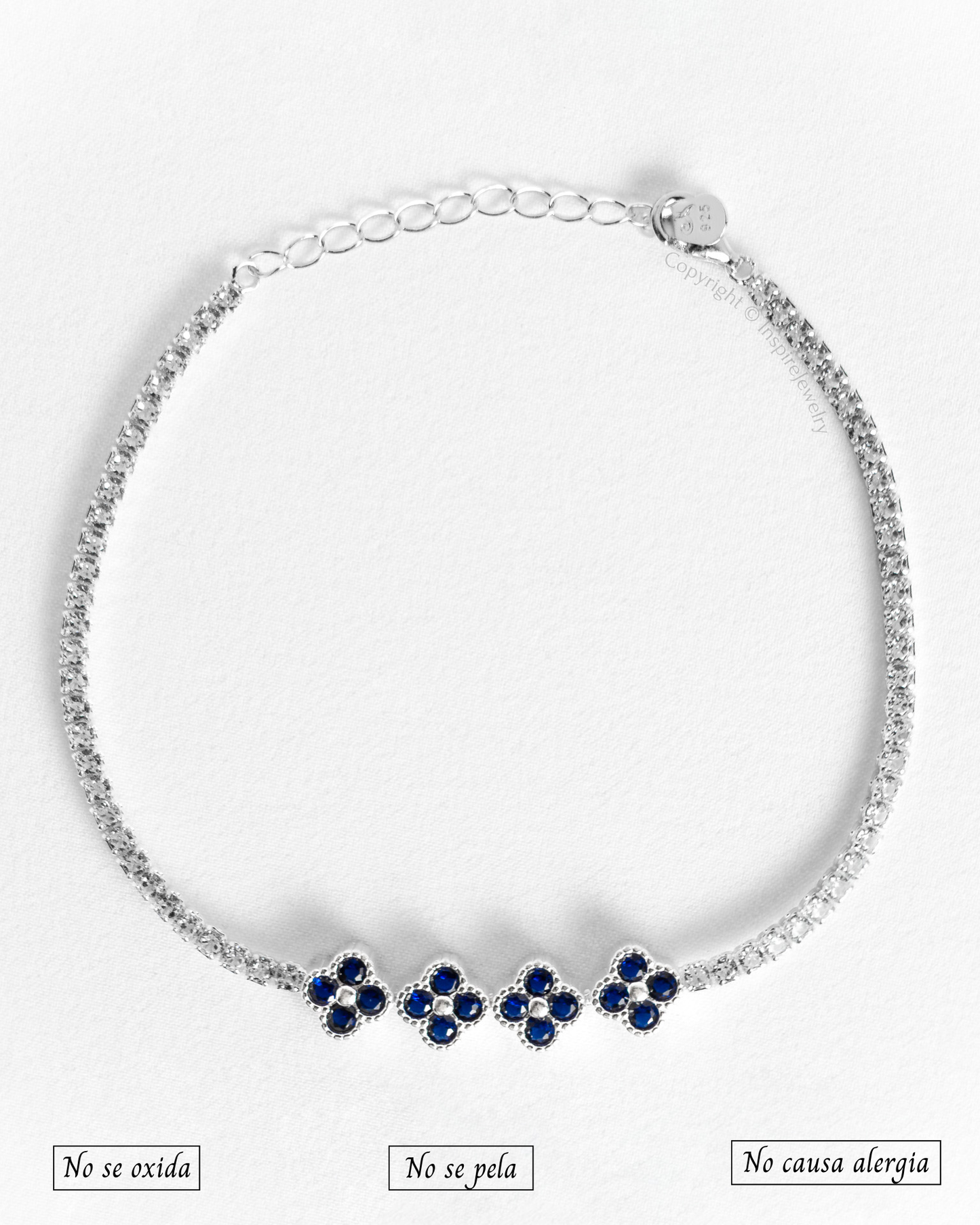 Pulsera Diseño Flores En Plata 925