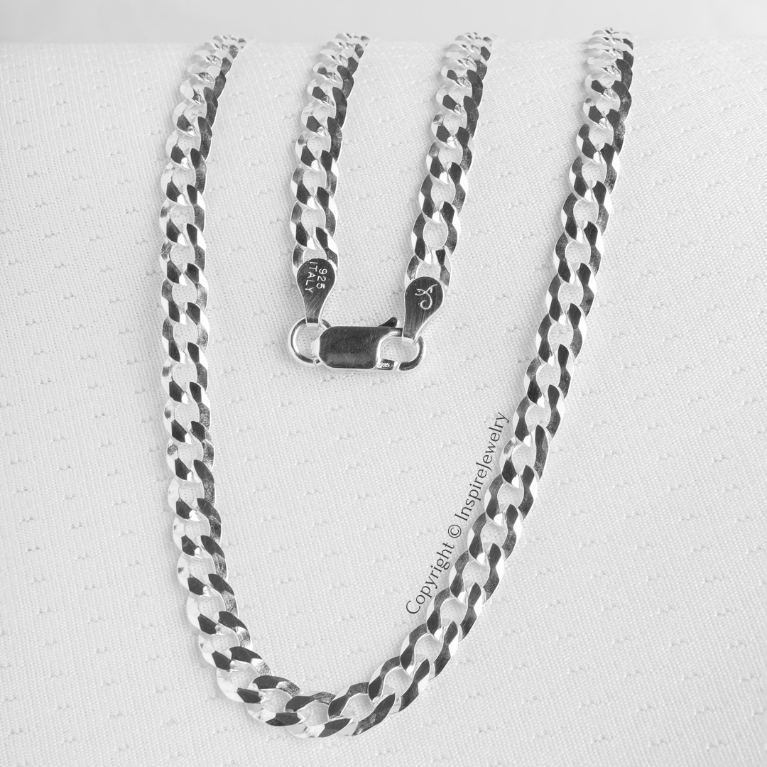 Cadena Para Hombre Tejido Cubano Grueso 60 Cm Plata 925