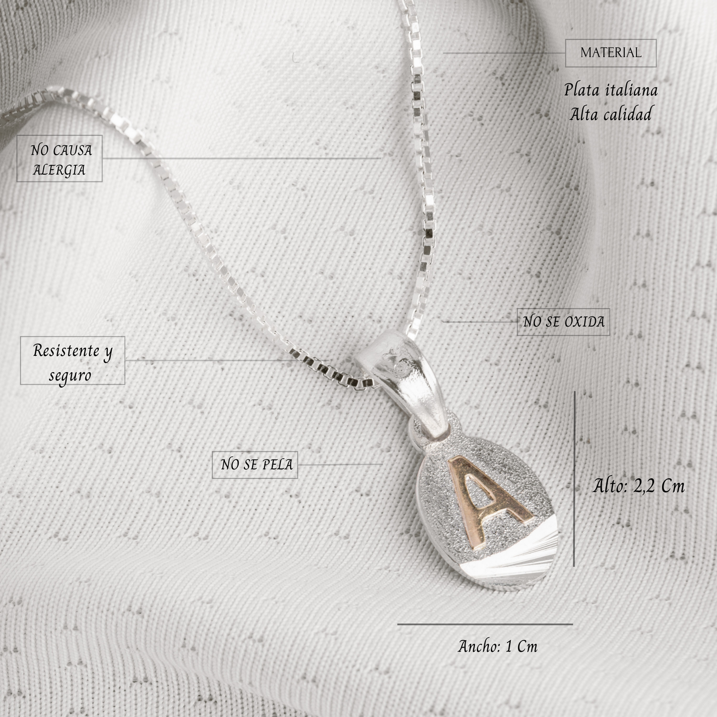 Cadena e iniciales en oro y plata 925 (A-Z)