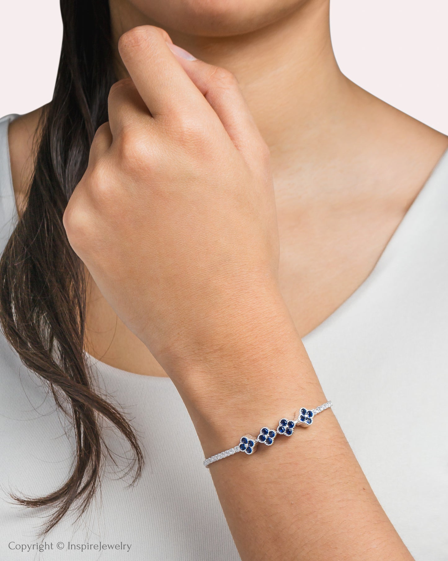 Pulsera Diseño Flores En Plata 925